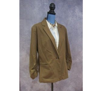 Dressbarn Woman Brown Ruched Sleeve Blazer 3X